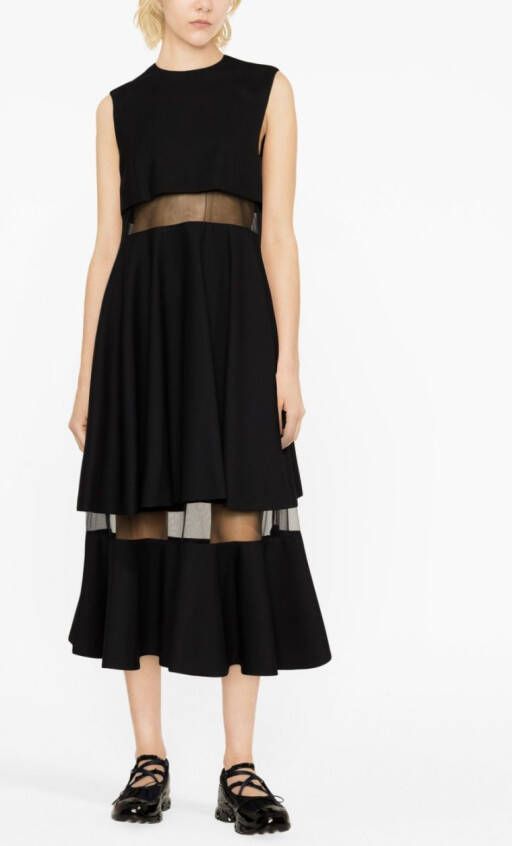 Noir Kei Ninomiya Mouwloze midi-jurk Zwart