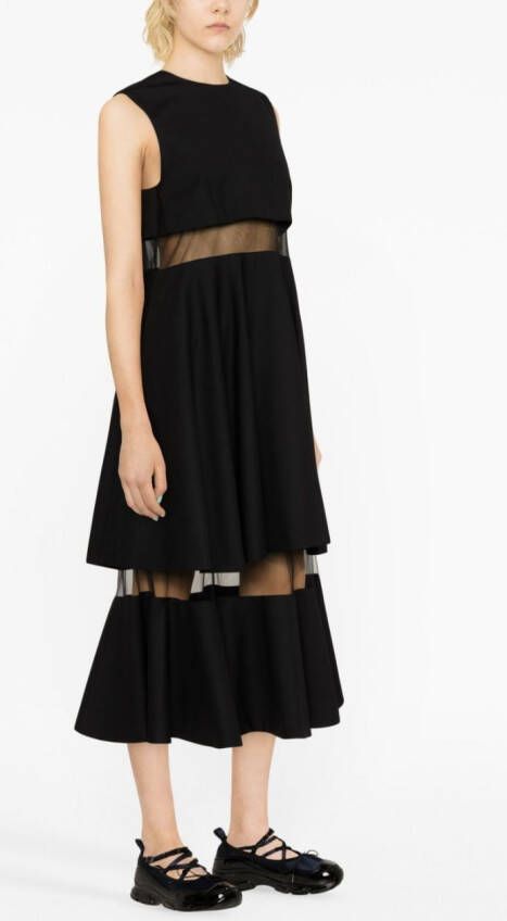 Noir Kei Ninomiya Mouwloze midi-jurk Zwart