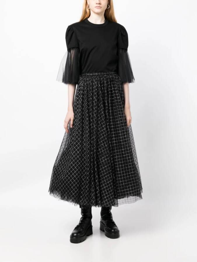 Noir Kei Ninomiya T-shirt met tulen mouwen Zwart