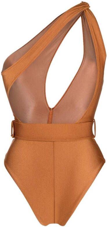 Noire Swimwear Asymmetrisch badpak Beige