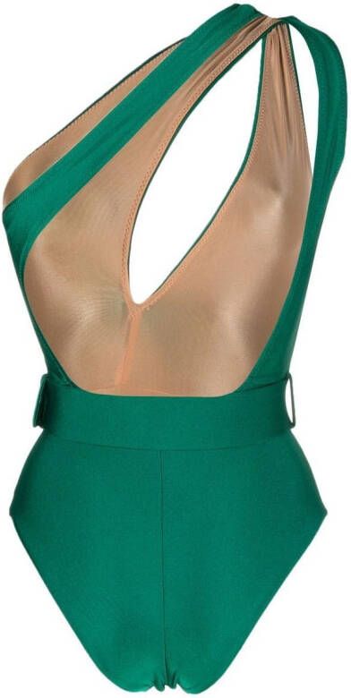 Noire Swimwear Asymmetrisch badpak Groen