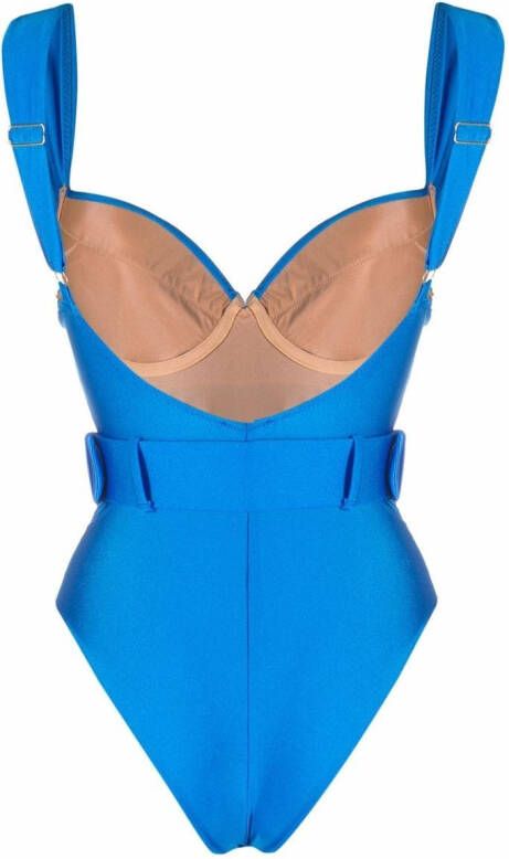 Noire Swimwear Badpak met ceintuur Blauw