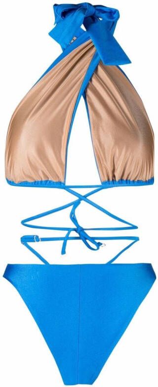 Noire Swimwear Badpak met halternek Blauw