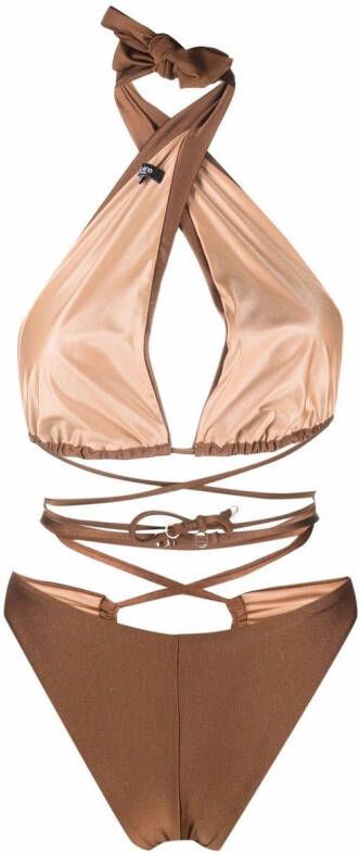Noire Swimwear Badpak met halternek Bruin