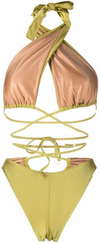Noire Swimwear Badpak met halternek Geel
