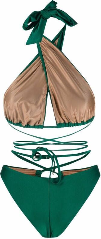 Noire Swimwear Badpak met halternek Groen