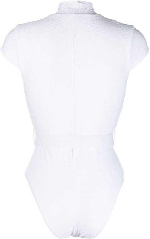 Noire Swimwear Badpak met kapmouwen Wit