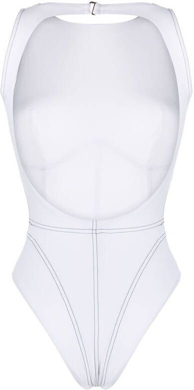 Noire Swimwear Badpak met open rug Wit