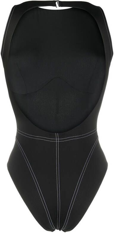 Noire Swimwear Badpak met open rug Zwart