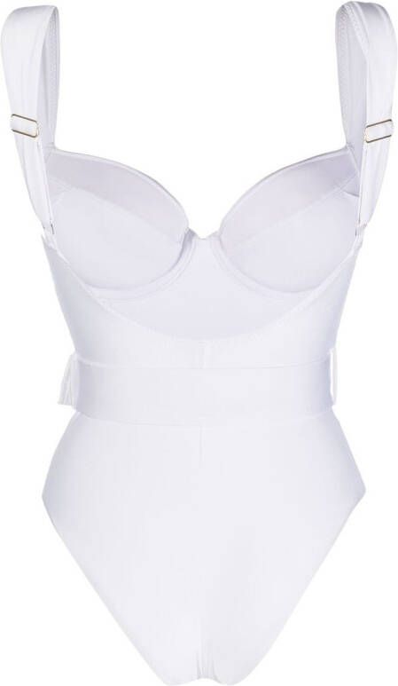 Noire Swimwear Badpak met riem detail Wit