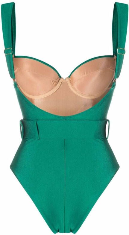 Noire Swimwear Badpak met riem Groen