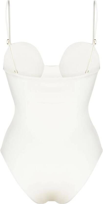 Noire Swimwear Badpak met ronde hals Wit