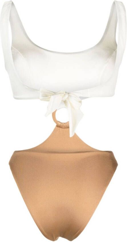 Noire Swimwear Badpak met uitgesneden detail Beige