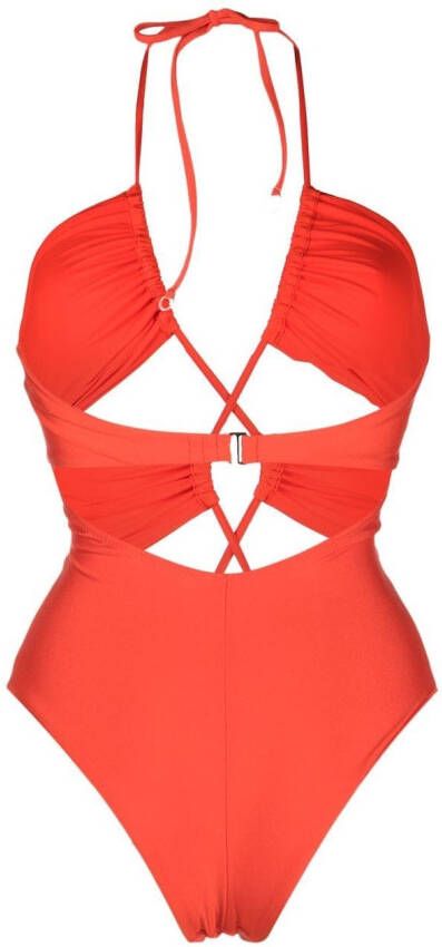 Noire Swimwear Badpak met V-hals Oranje