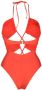Noire Swimwear Badpak met V-hals Oranje - Thumbnail 2