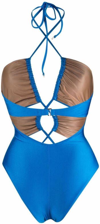 Noire Swimwear Gesmockt badpak Blauw