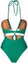 Noire Swimwear Gesmockt badpak Groen - Thumbnail 2