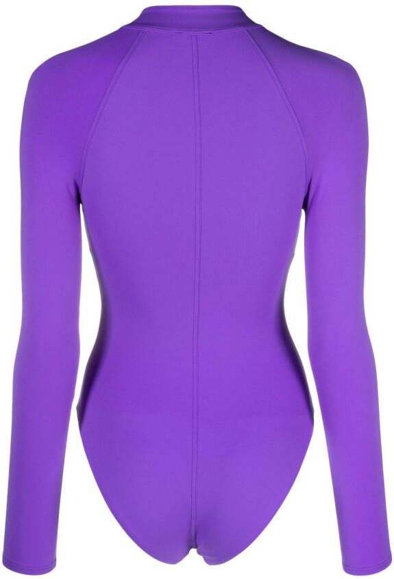 Noire Swimwear Badpak met lange mouwen Paars