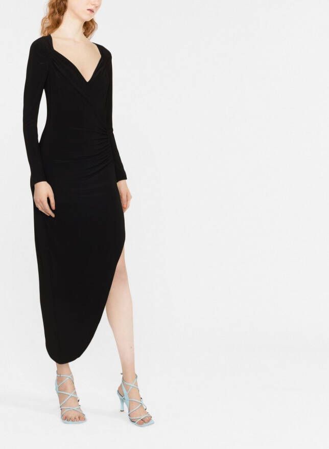 Norma Kamali Jurk met asymmetrische afwerking Zwart