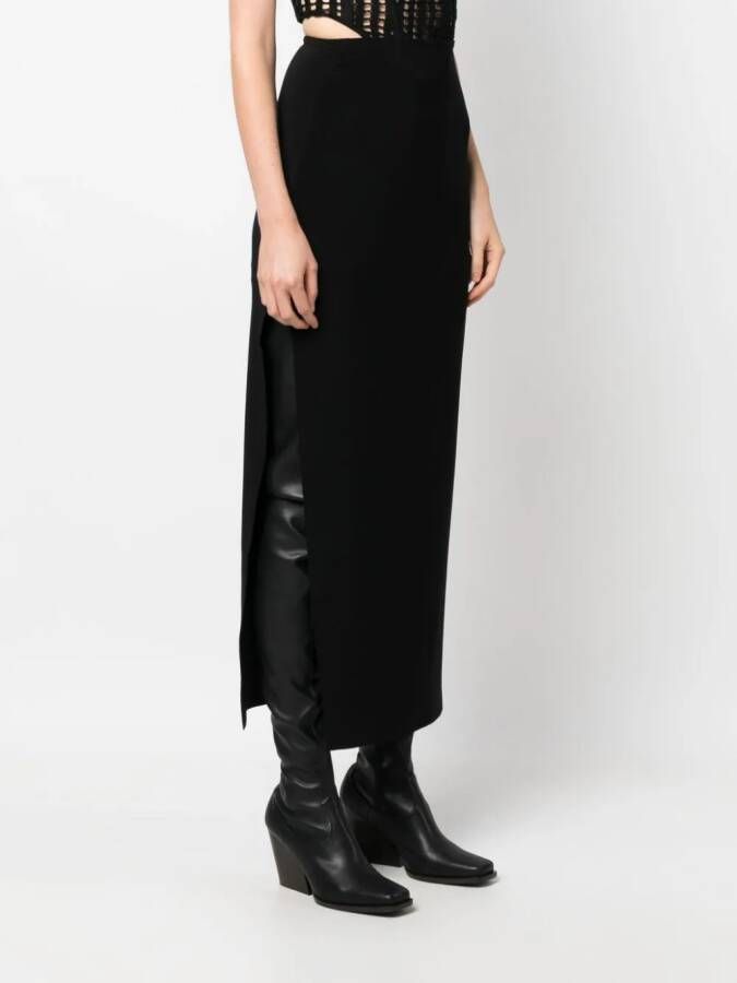 Norma Kamali Midi-rok met zijsplit Zwart