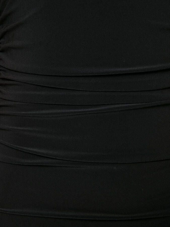 Norma Kamali ruched plunge jumpsuit Zwart