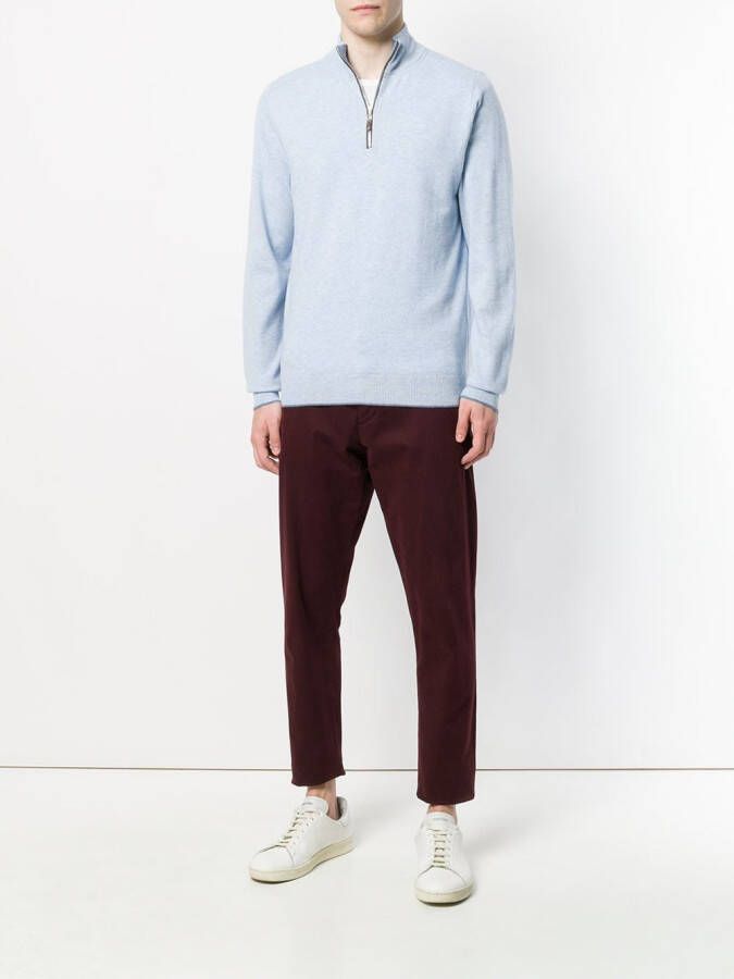 N.Peal Carnaby trui met halve rits Blauw