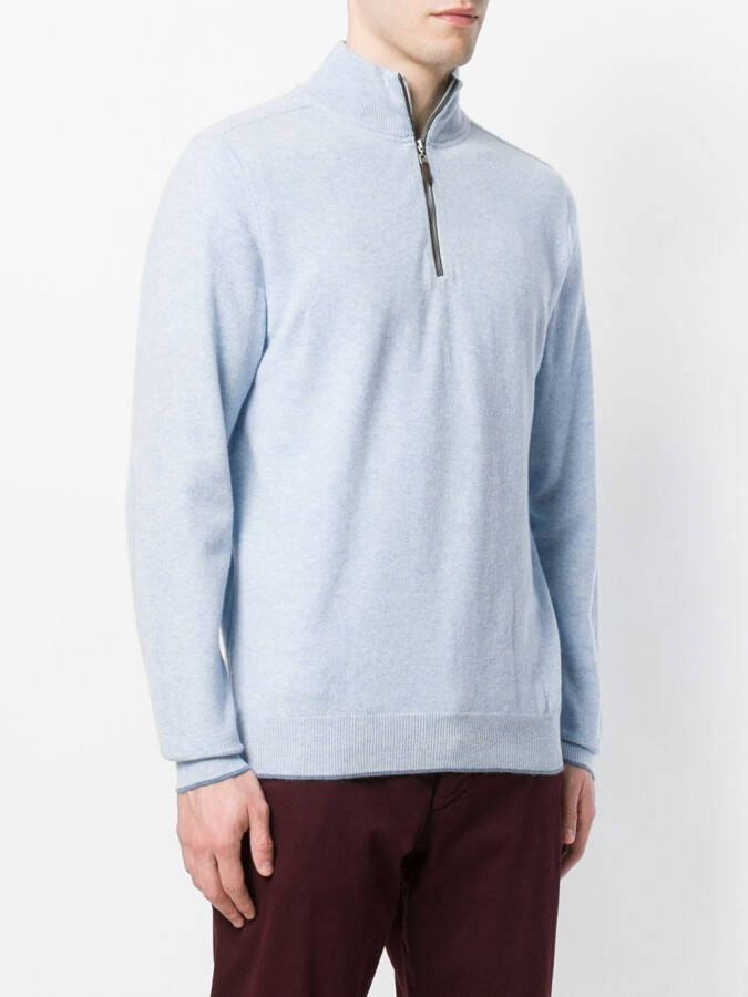 N.Peal Carnaby trui met halve rits Blauw