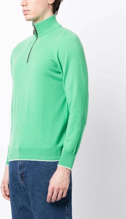 N.Peal Trui met halve rits Groen