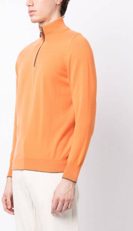 N.Peal Trui met halve rits Oranje
