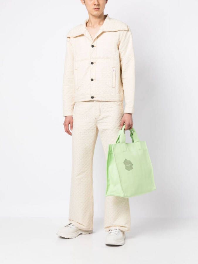 OBJECTS IV LIFE Shopper met logoprint Groen