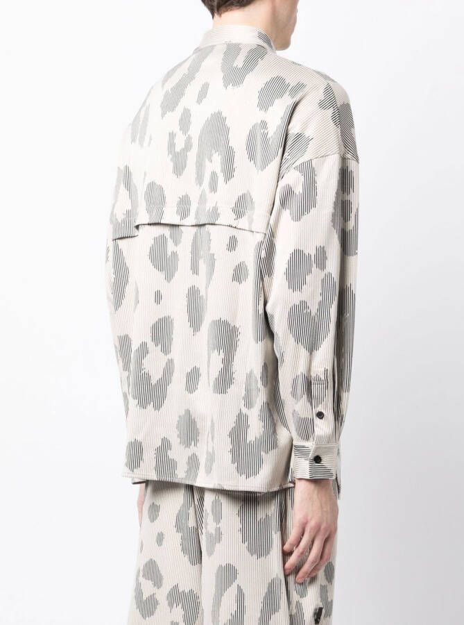 Off Duty Overhemd met luipaardprint Beige