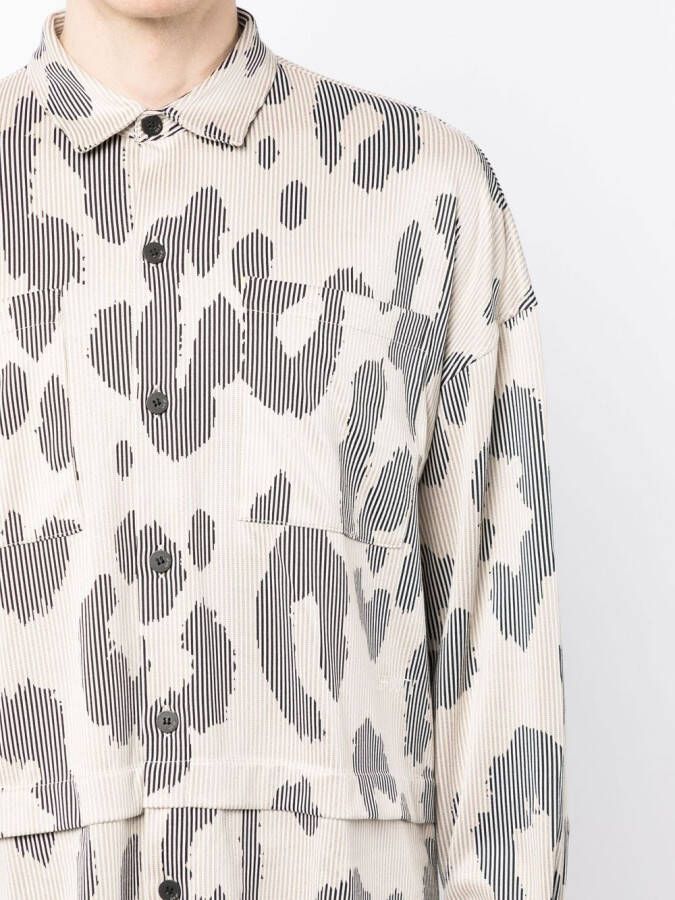 Off Duty Overhemd met luipaardprint Beige