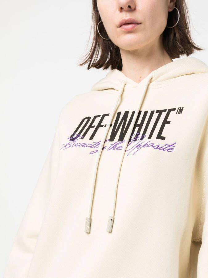 Off-White Hoodie met logo Beige