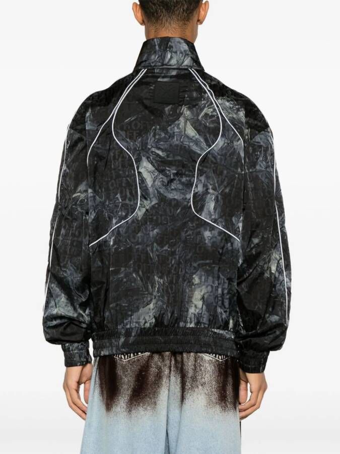 Off-White Biker logo-patch crinkled lightweight windbreaker Zwart