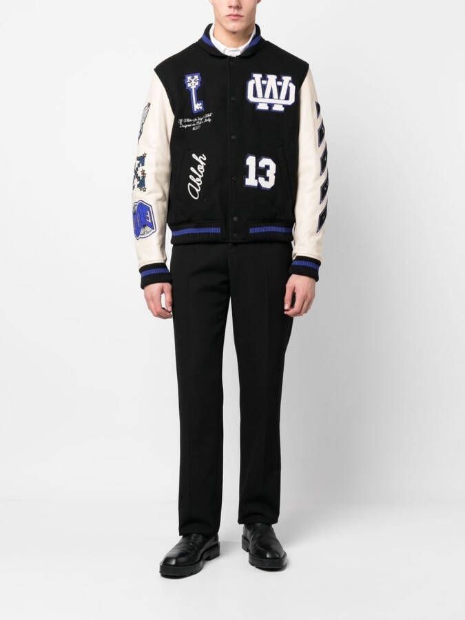 Off-White Bomberjack met patchdetail Zwart