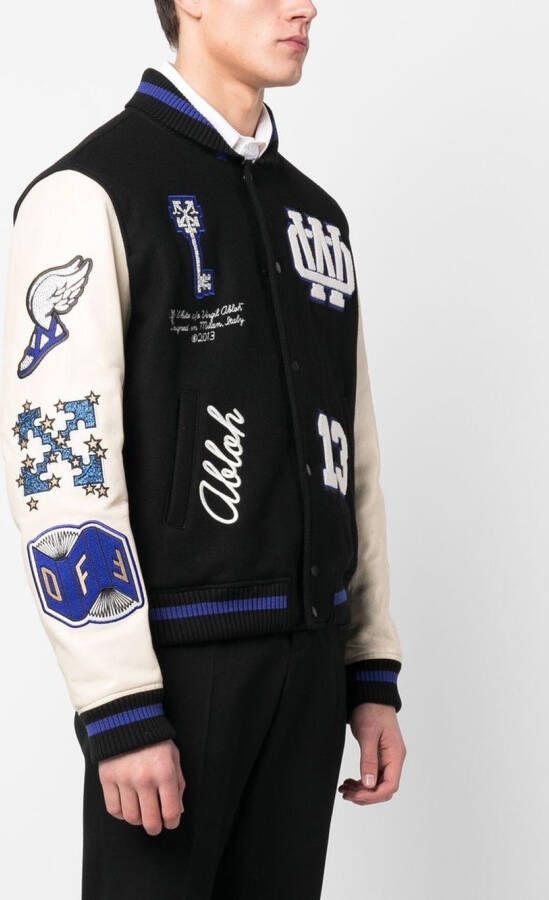 Off-White Bomberjack met patchdetail Zwart