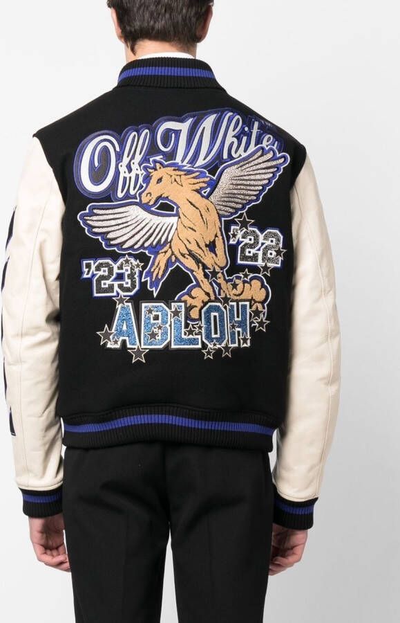 Off-White Bomberjack met patchdetail Zwart