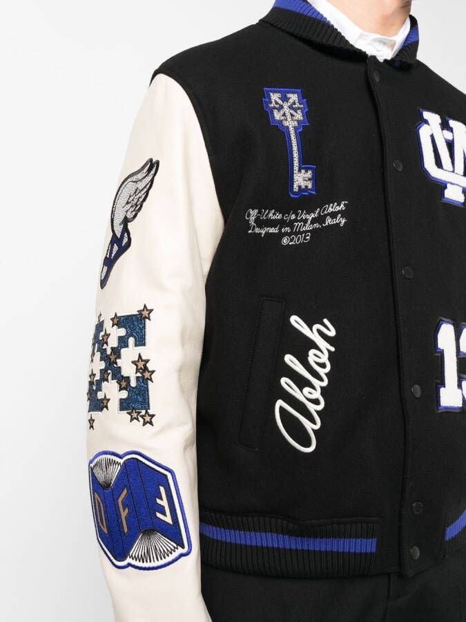 Off-White Bomberjack met patchdetail Zwart
