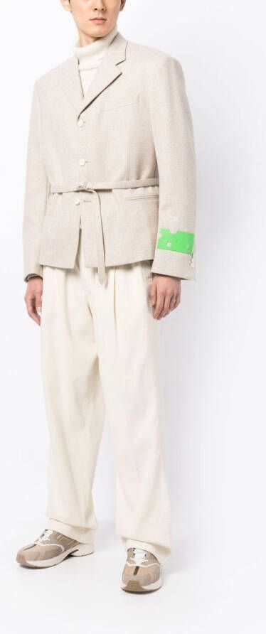 Off-White buckle-fastened single-breasted blazer Beige