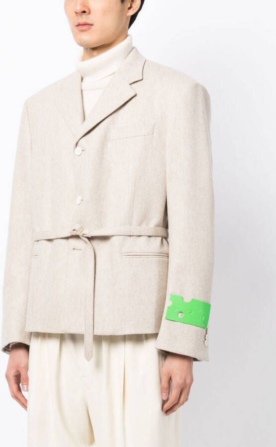 Off-White buckle-fastened single-breasted blazer Beige