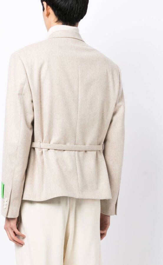 Off-White buckle-fastened single-breasted blazer Beige