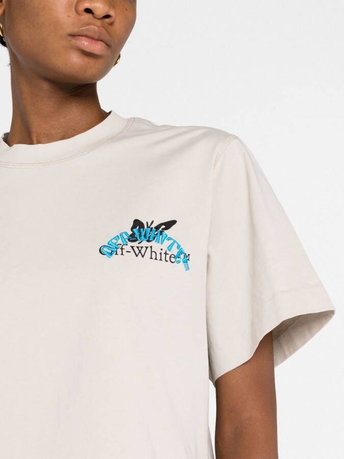 Off-White T-shirt met vlinderprint GREY LIGHT BLUE A