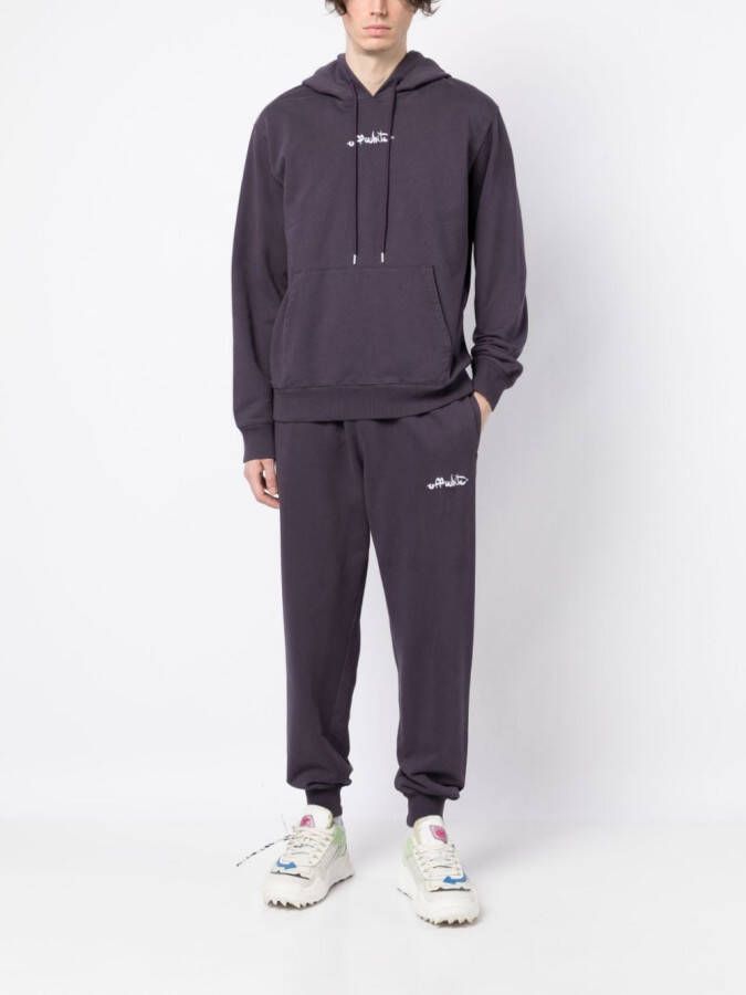 Off-White Hoodie met geborduurd logo Paars