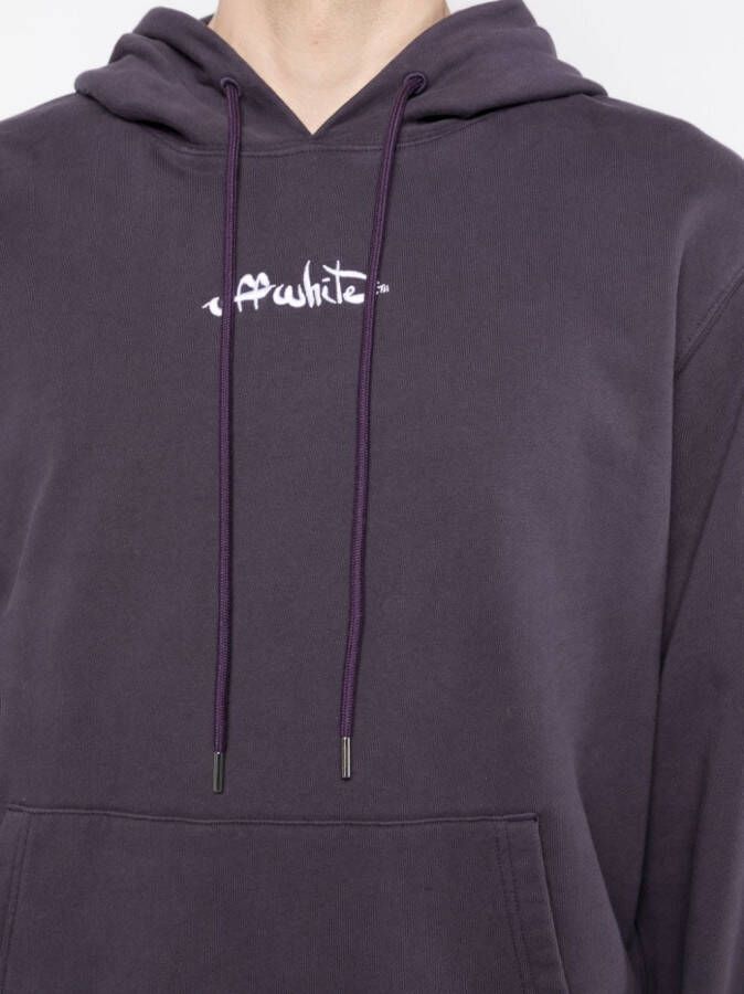 Off-White Hoodie met geborduurd logo Paars