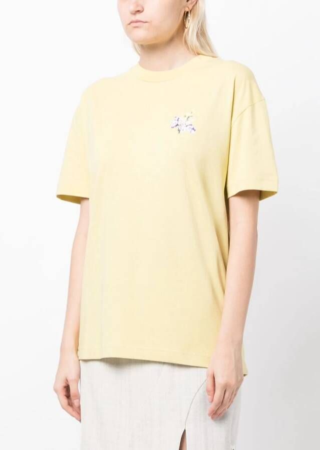Off-White T-shirt met bloemenprint Geel