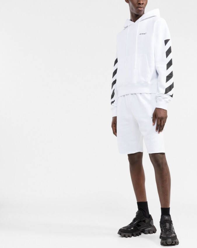 Off-White Gestreepte hoodie Wit