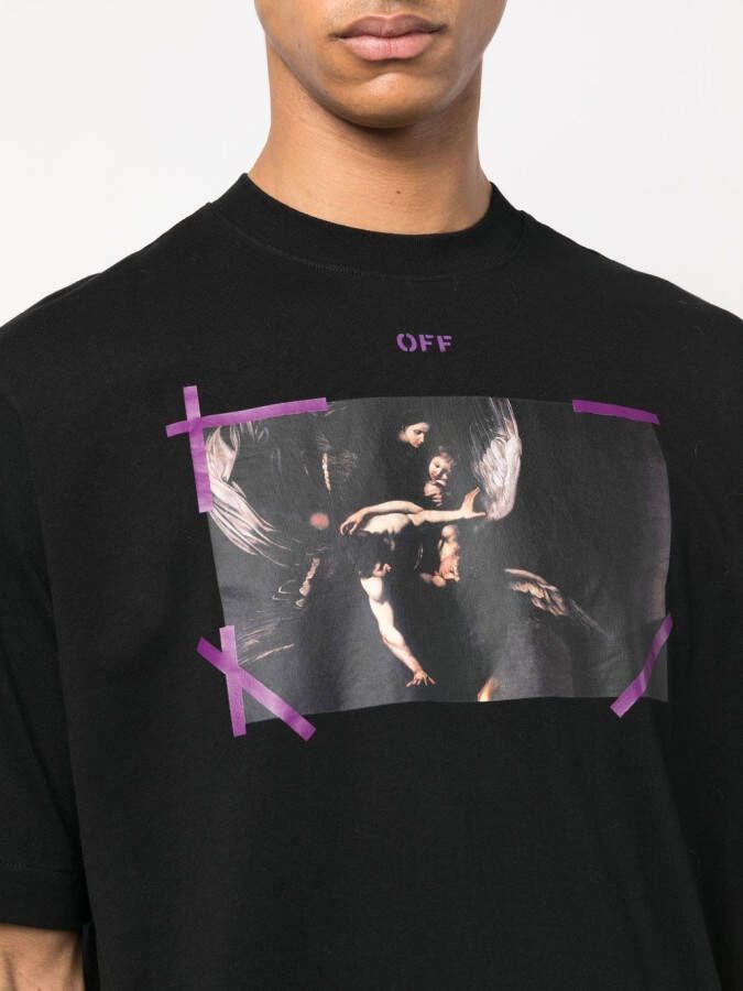 Off-White T-shirt met grafische print BLACK ORCHID
