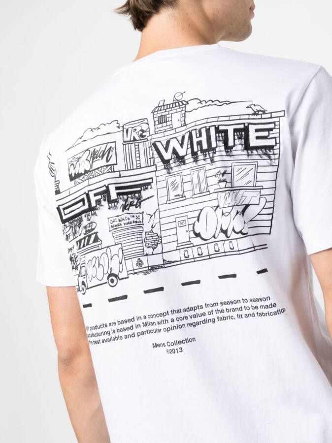 Off-White T-shirt met print Wit