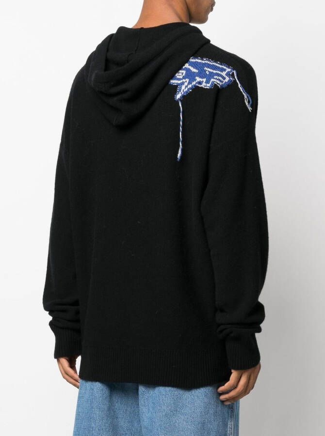 Off-White Grofgebreide hoodie Zwart