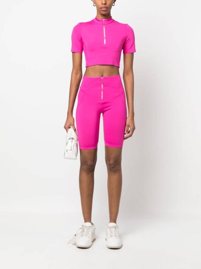 Off-White Cropped T-shirt Roze